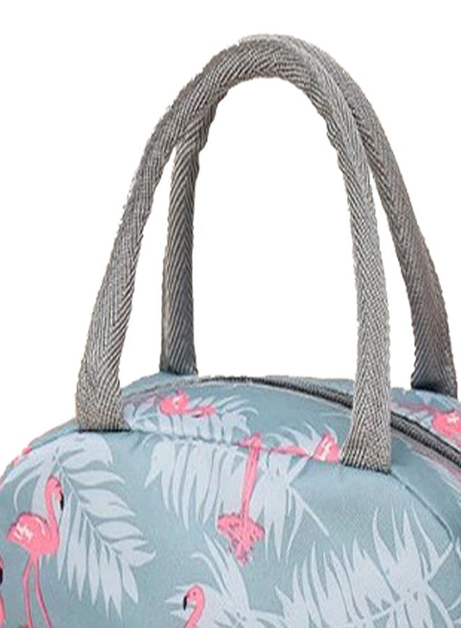 CHEOTIME Insulated Lunch Bag, Large Capacity Lunch Box, Portable Thickened Lunch Boxs Bag, Fabric Adult Lunch Box Small Lunch Bag for Women, Men(Gray Flamingo) - Image 5